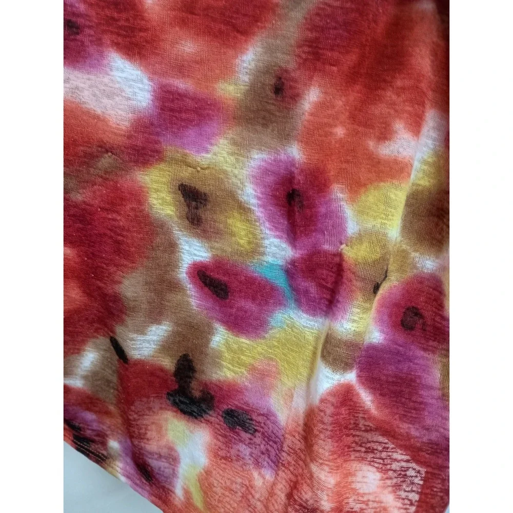New York & Company VTG Y2K Babydoll Tank Top Womens‎ Large Orange Floral Ruffle